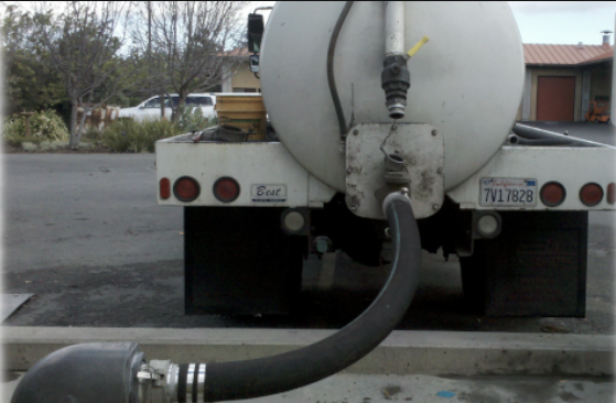 Septage System: A septage Truck pumping waste