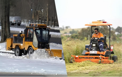 A heavy duty ride-on mower and ride on snow blower